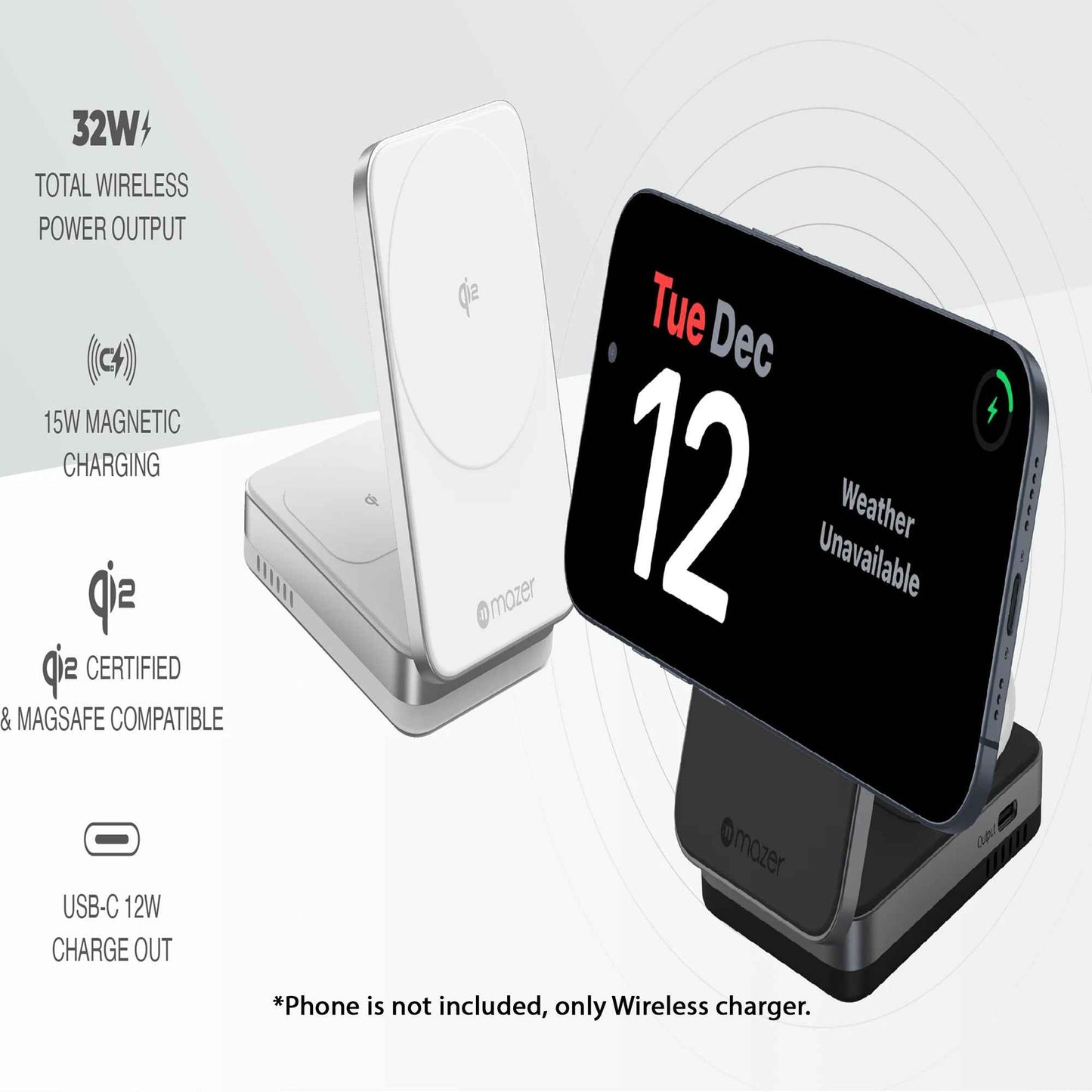 Mazer MagFold Duo+ - Qi2 Certified 2in1+ Wireless Charging Pad ( MagSafe Compatible ) (with MCMC /SIRIM Cert)