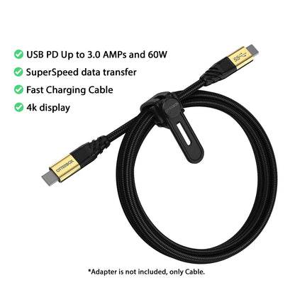 Otterbox USB-C to USB-C 3.2 ( Gen 1) PD 3.0 AMPs and 60W , 5 Gbps Data Transfer 1.8M Cable - Black Shimmer - Forexengineer -Malaysia- 840104243657