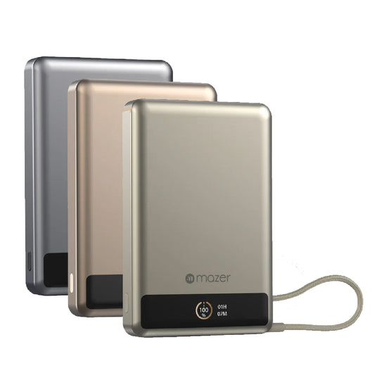 Mazer MagLink70 10,000 mAh Qi2 Certified 15W Magnetic Wireless Power Bank with Built in USB-C Cable ( CCC Certified )