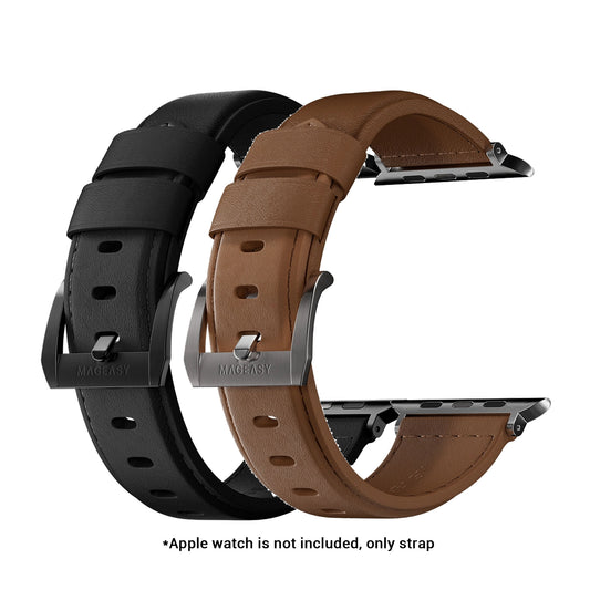 MAGEASY Nappa Calfskin Leather Band for Apple Watch 49mm / 46mm / 45mm / 44mm / 42mm / 41mm / 40mm