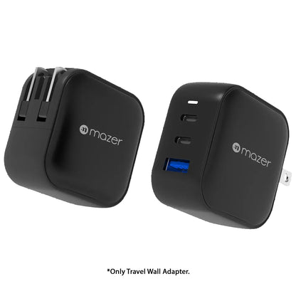 Mazer GaNPrestige 66W GaN Wall Charger with Travel Pins (3 Ports) with 1.5M USB-C Cable - Forexengineer -Malaysia