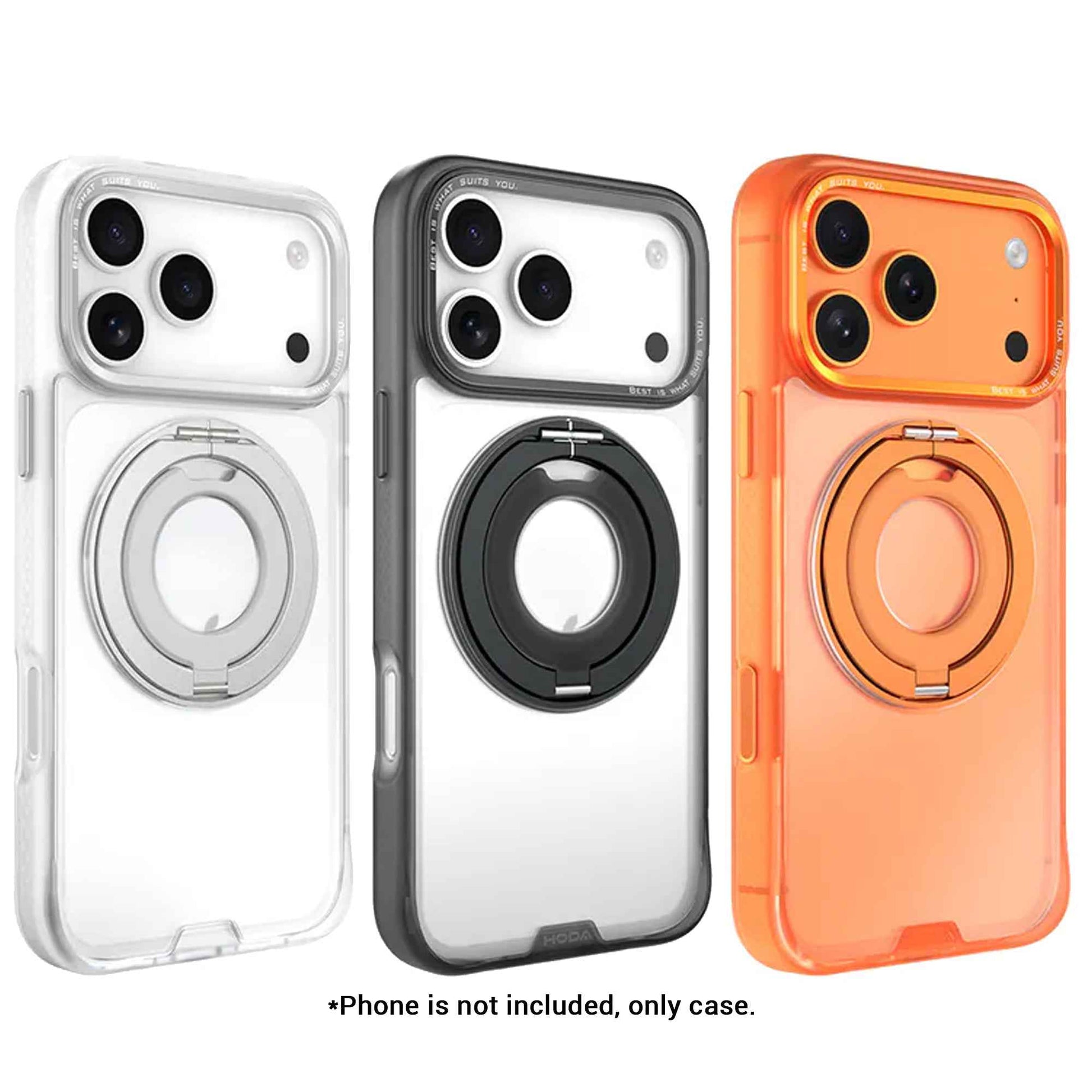 Hoda ROUGH Case Magnet with 360° Foldable Rotating Ring-holder Stand for iPhone 17 Pro Max / 17 Pro