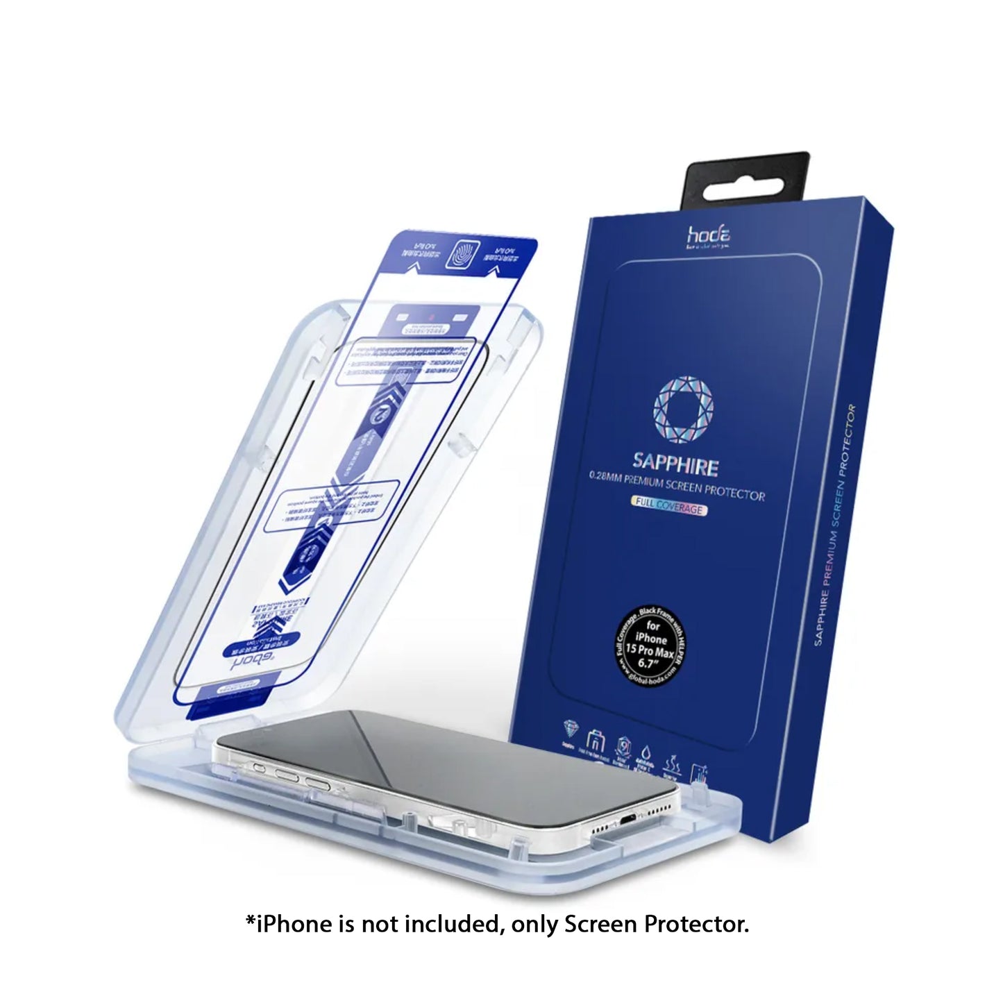 Hoda Sapphire Screen Protector with Helper for iPhone 15 Series