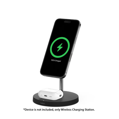 [ONLINE EXCLUSIVE] BELKIN BoostCharge Pro 2-in-1 Wireless Charger Stand with MagSafe 15W - Black - Forexengineer -Malaysia- 745883819126