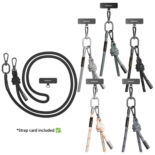 MAGEASY 8.3mm Rope Strap + Strap Card - Adjustable Phone Lanyard