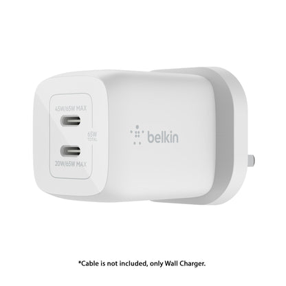 [ONLINE EXCLUSIVE] BELKIN BoostCharge Pro Dual USB-C PD 3.0 GaN 65W Wall Charger - Forexengineer -Malaysia- 745883840649