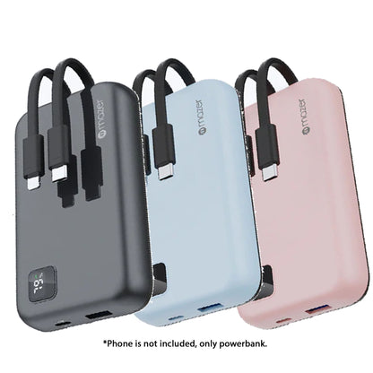 Mazer PowerCharge Link 10,000mAh PD20W (Built-in Lightning & USB C Cables) Power Bank - Forexengineer -Malaysia