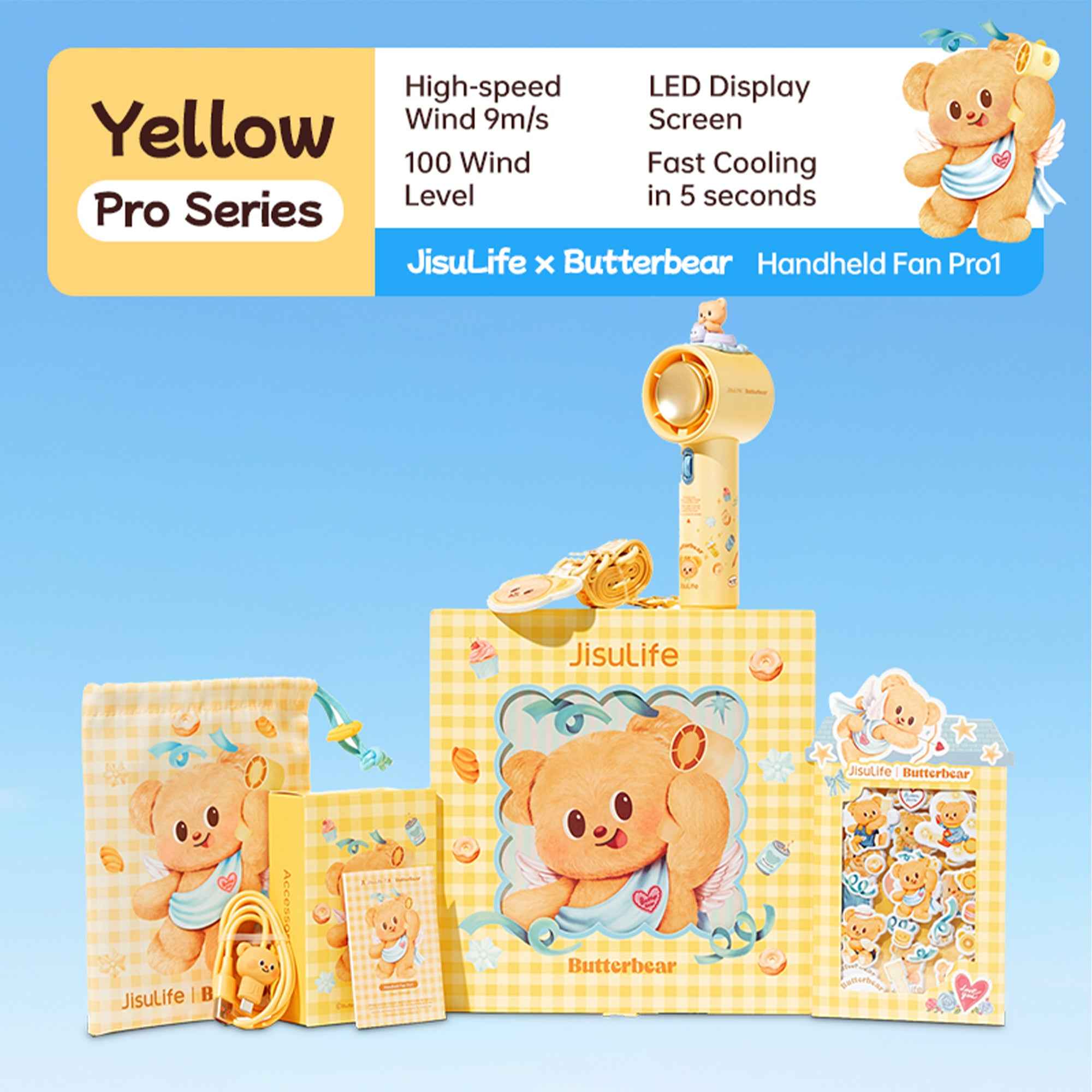 JISULIFE × ButterBear Pro 1 Handheld Fan 5000mAh 100 Wind Levels