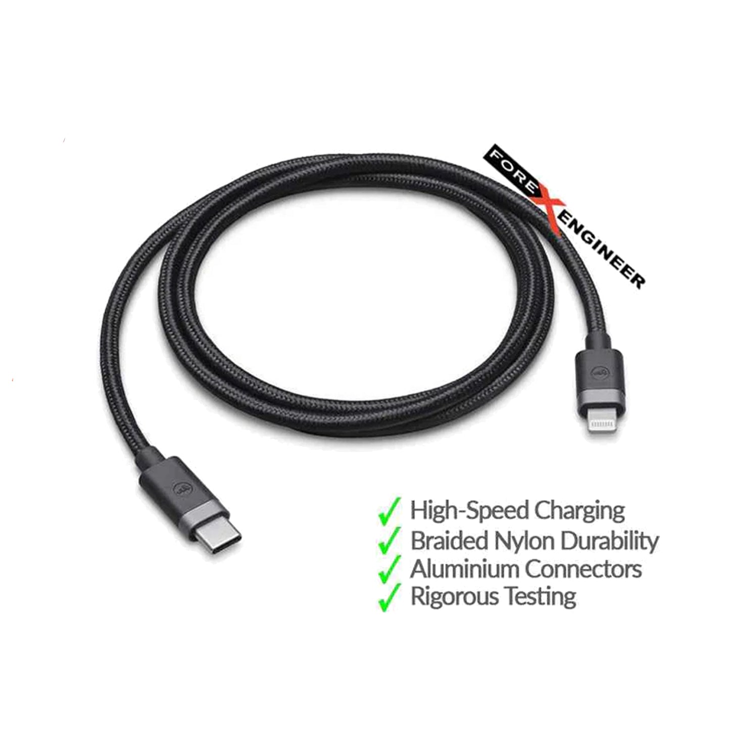 [RACKV2_CLEARANCE] Mophie USB-C to Lightning Cable - 1 meter - Black.