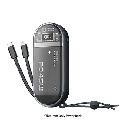 Mazer PowerCharge Link 1545 - Built-in Lightning & USB-C Cables 15000mAh Power Bank - Black - Forexengineer -Malaysia
