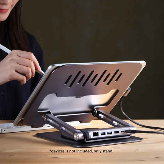 ADAM Elements Hub Stand Pro USB-C 6-in-1 Laptop / iPad 360 Rotating Stand Hub