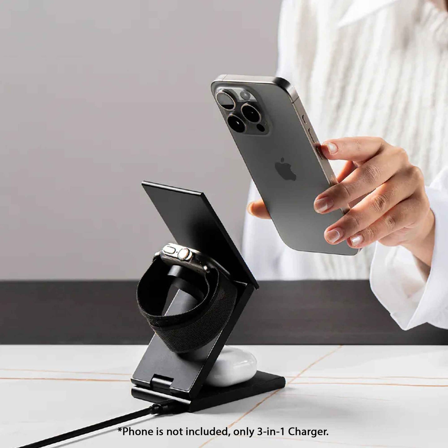 ADAM Elements Mag Z Magnetic 3in1 Foldable Travel Charging Station with USB-C Charging Cable Included