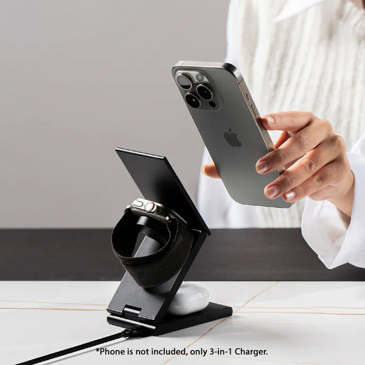 ADAM Elements Mag Z Magnetic 3in1 Foldable Travel Charging Station with USB-C Charging Cable Included