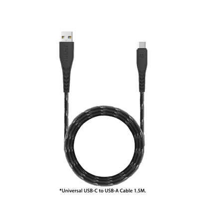Energea NyloFlex USB-A to USB-C 5A High Speed Universal Cable 1.5M - Black - Forexengineer -Malaysia- 6957879424205