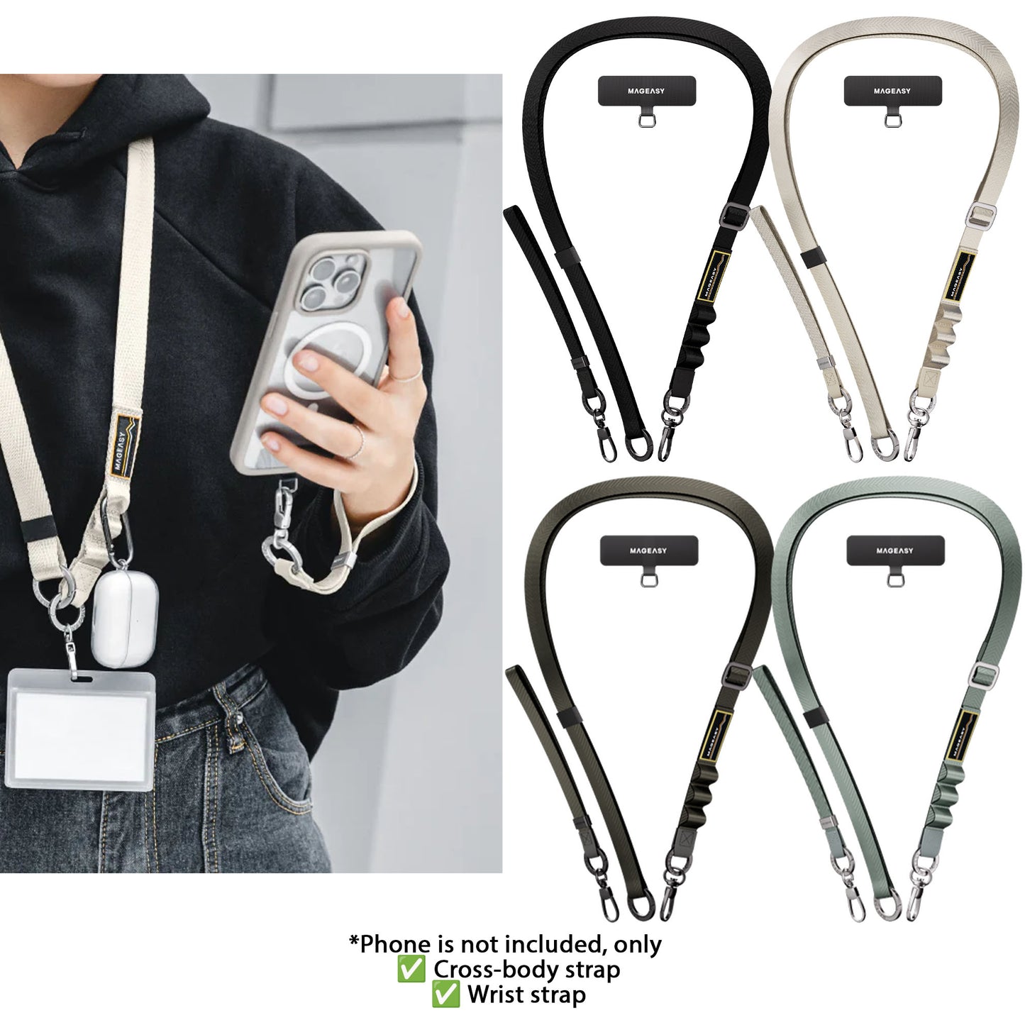 MAGEASY 2-in-1 Utility Strap ( Strap + Strap Card ) 20mm Phone Lanyard