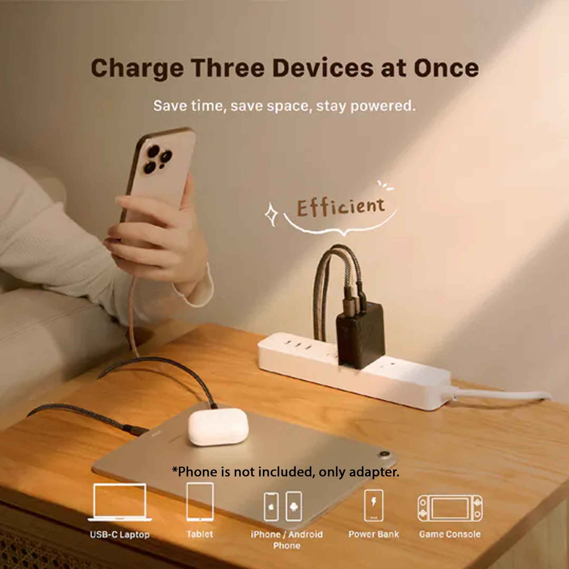 ADAM Elements P67 GaN 67W 3 Port Fast Charging Travel Adapter Wall Charger