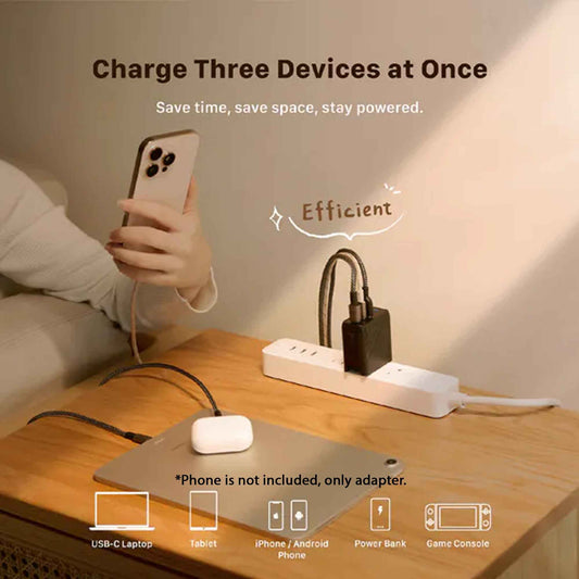 ADAM Elements P67 GaN 67W 3 Port Fast Charging Travel Adapter Wall Charger