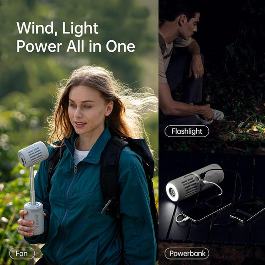 JisuLife Outdoor Fan Ultra 1 - 10 Adjustable Speeds 13,500mAh Battery with Flashlight and Emergency Powerbank