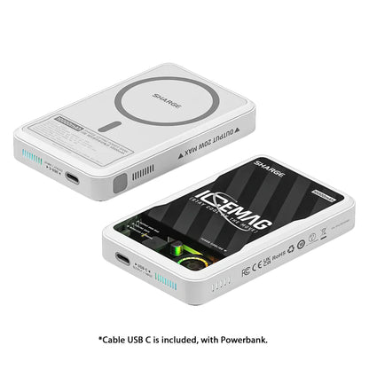 Sharge ICEMAG 10,000mAh 20W Magsafe & Qi Wireless Supported Power Bank with Active Cooling  - White - Forexengineer -Malaysia- 6973154658936