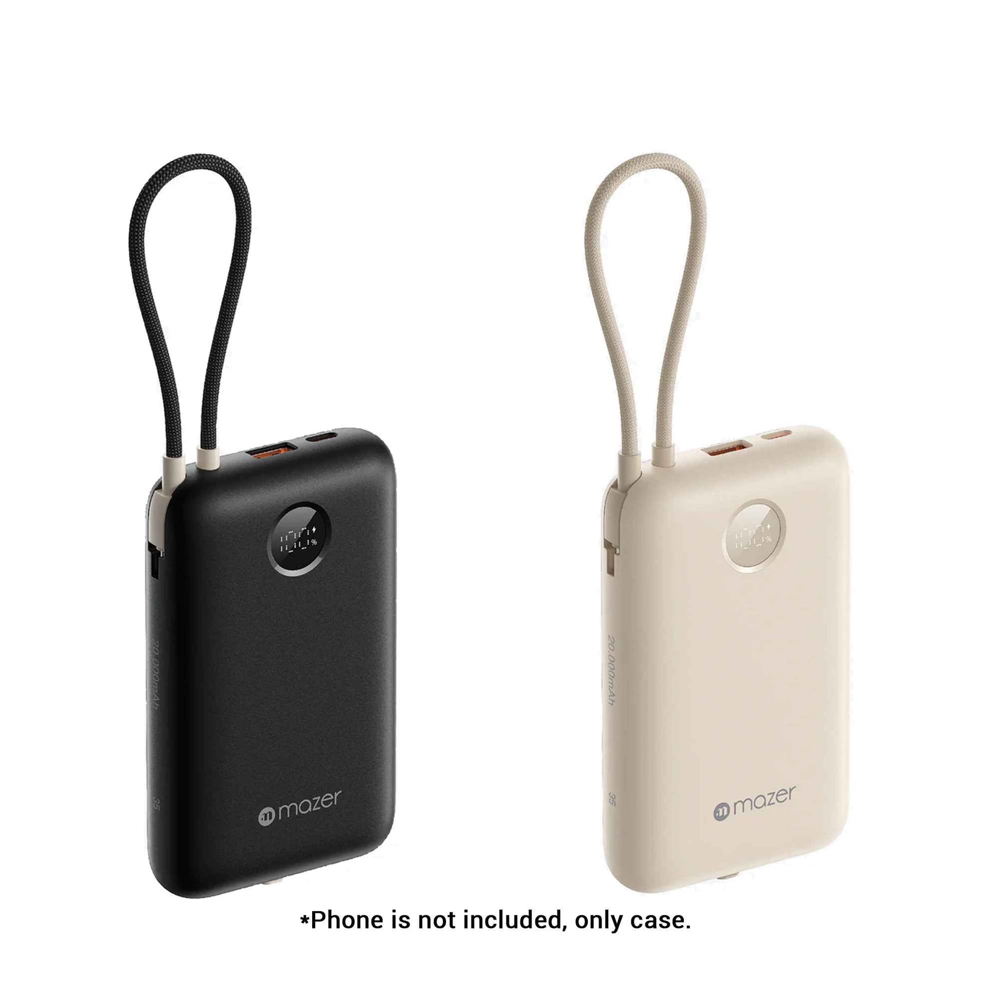 Mazer PowerCharge LINK 20000mAh Power Bank PD35W (Built-in USB-C + Lightning Cables)