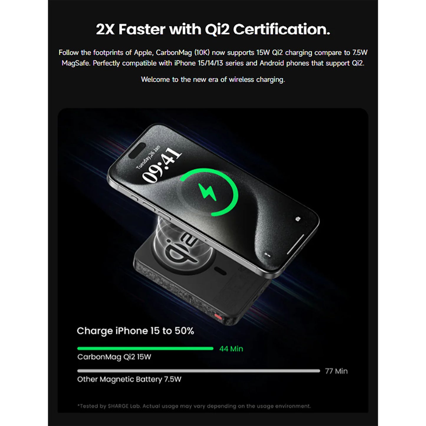 Sharge CarbonMag 10K - Magsafe Compatible and Support Qi2 15W Wireless Charging Carbon Fiber Power Bank PD20W 10,000mAh - Forexengineer -Malaysia