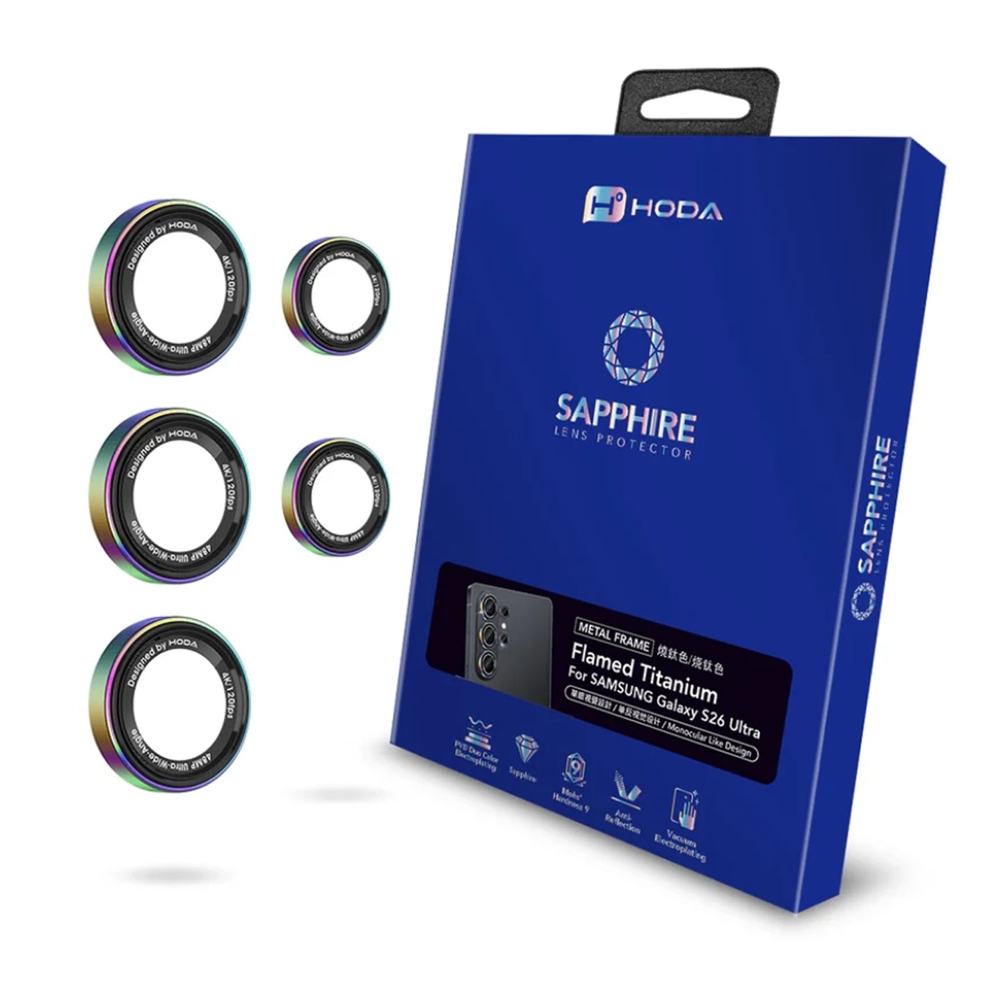 Hoda Sapphire Lens Protector for Samsung Galaxy S26 Ultra / S25 Ultra ( 5pcs lens in 1 box )