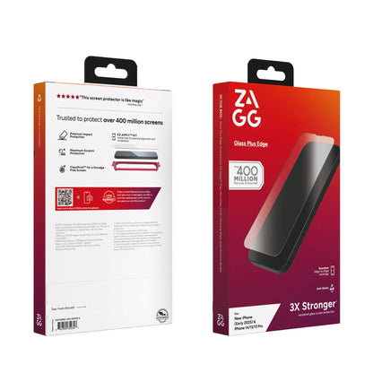 ZAGG Glass Plus Edge Tempered Glass for iPhone 16e / 14 / 13 / 13 Pro Screen Protector - Clear - Forexengineer -Malaysia