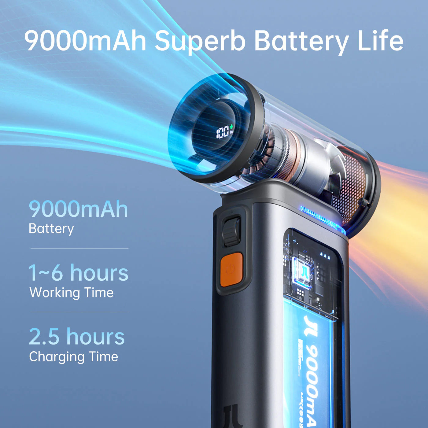 JisuLife Handheld Fan Ultra 1 ( 3 in 1 Fan Portable ) 100 adjustable speed settings 9000 mAh Battery Rechargeable