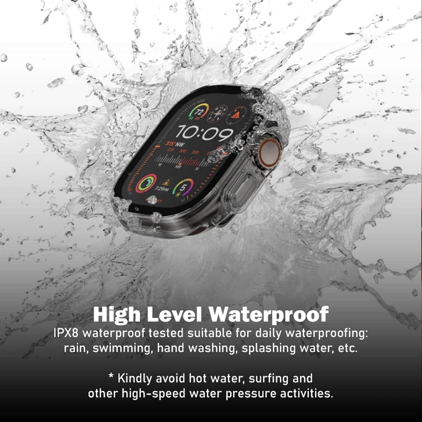 SwitchEasy Hybrid WP 9H Glass Waterproof Apple Watch Case for Apple Watch Series 10 ( 46mm / 42mm )