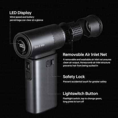 Jisulife Handheld Fan Ultra2 9000mAh Battery with Lighting and Super High Speed Wind.