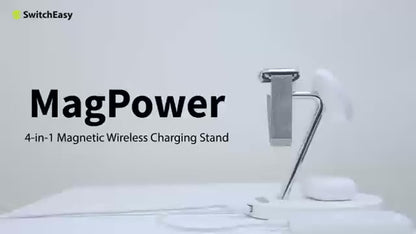 SwitchEasy MagPower 4-in-1 Magnetic Wireless Charging Stand ( 15W ) - White.
