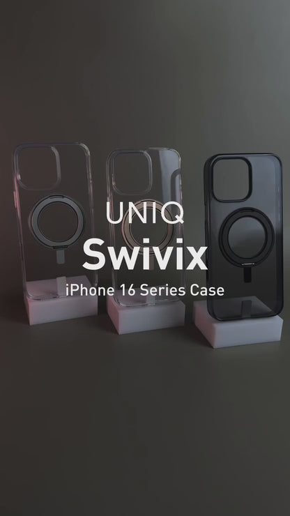 UNIQ Swivix 360 Rotating Kickstand Case for iPhone 16 Pro Max.
