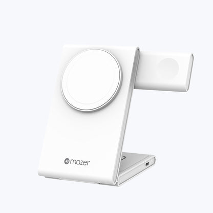 MAZER Mag Trifold Magnetic & Qi2 3-in-1 Foldable Wireless Charger - MagSafe Compatible - Forexengineer -Malaysia