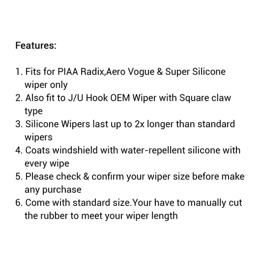PIAA SILICONE WIPER REFILL for Radix & Aero Vogue Blade ( 15" ) ( 6mm ) (Barcode: 722935940380 )