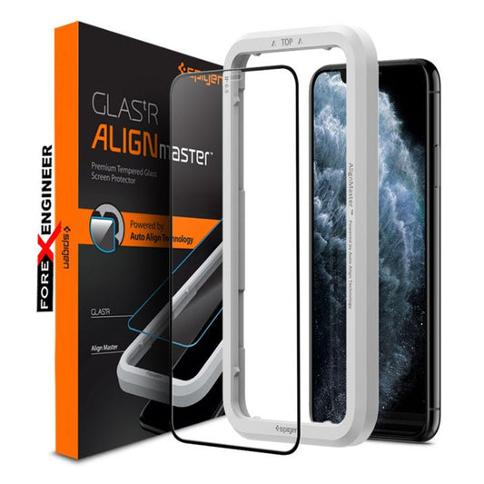 Spigen Screen Protector for iPhone 12 Mini 5.4" - AlignMaster Full Coverage Black Color (2pcs) ( Barcode : 8809710757202 )