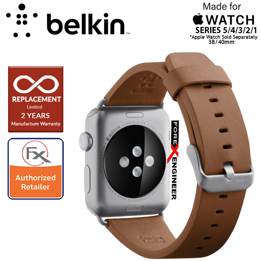 Belkin Classic Leather Band for Apple Watch Series 7 - SE - 6 - 5 - 4 - 3 - 2 - 1 ( 41mm - 40mm - 38mm ) - Tan ( Barcode : 745883723720 )