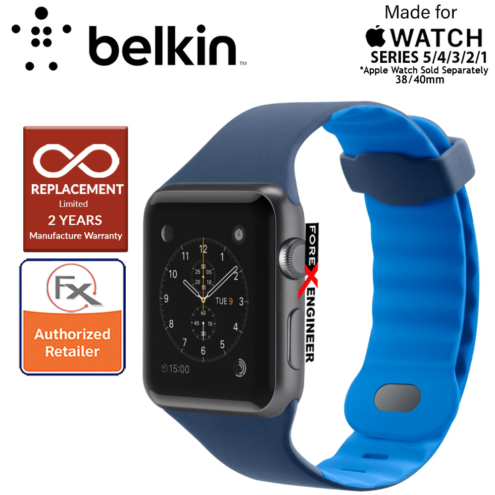 Belkin Sport Band for Apple Watch Series 7 - SE - 6 - 5 - 4 - 3 - 2 - 1 ( 41mm - 40mm - 38mm ) - Marina Blue ( Barcode : 745883723690 )