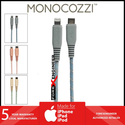Monocozzi Motif Braided USB-C to Lightning Cable ( 25cm ) - Charcoal (Barcode: 4895199105355 )
