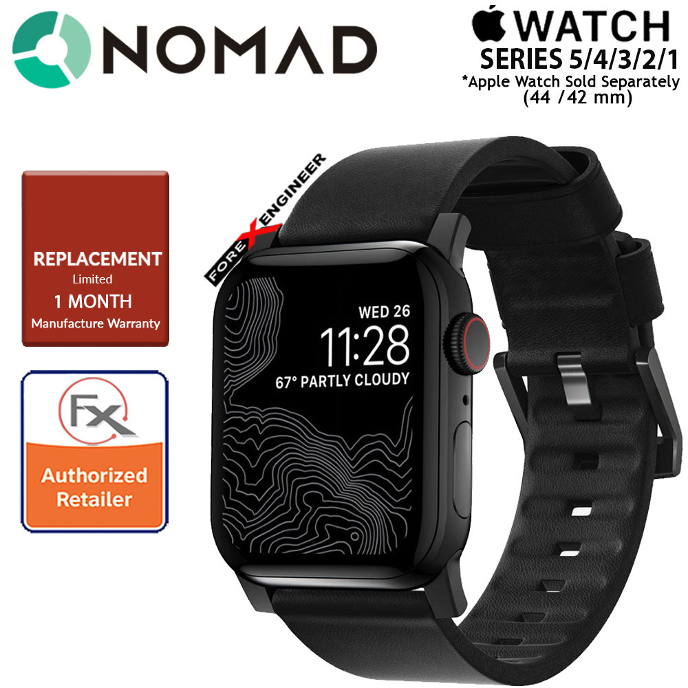 [ONLINE EXCLUSIVE] Nomad Active Strap Waterproof Black Leather for Apple Watch Series 7 - SE  - 6 - 5 - 4 - 3 - 2 - 1 ( 45mm - 44mm - 42mm ) ( Black Hardware ) ( Barcode : 856500018300 )
