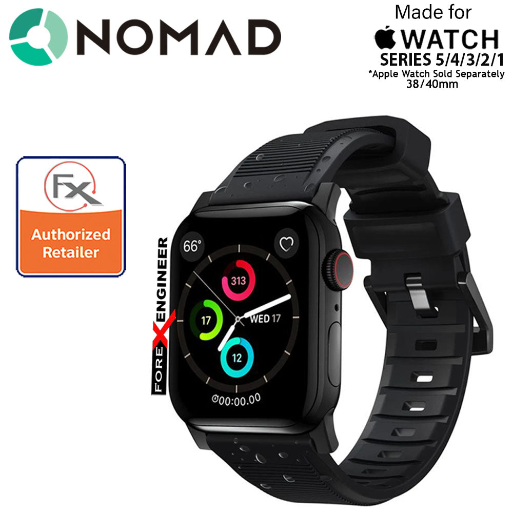 Nomad Rugged Strap Version 2 for Apple Watch Series 7 - SE - 6 - 5 - 4 - 3 - 2 - 1 ( 41mm - 40mm - 38mm ) - Black ( Barcode: 856500018751 )