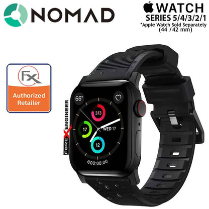 [ONLINE EXCLUSIVE] Nomad Rugged Strap Version 2 for Apple Watch Series 7 - SE - 6 - 5 - 4 - 3 - 2 - 1 (  45mm - 42mm - 44mm ) - Black ( Barcode: 856500018645 )