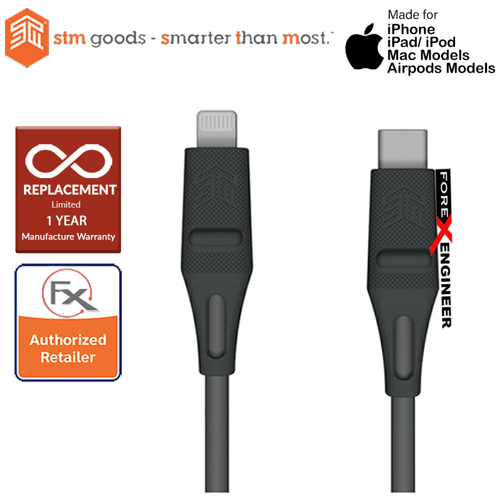 [RACKV2_CLEARANCE] STM Dux USB-C to Lightning (1.5m) - Meets optimum 5V 2.4A rating for fast charging ( Grey ) ( Barcode : 765951763809 )