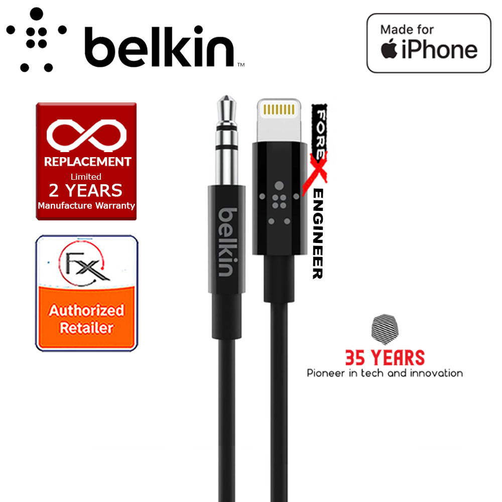 Belkin 3.5mm Audio Cable With Lightning Connector - MFi-Certified Lightning to Aux Cable for iPhone - Black