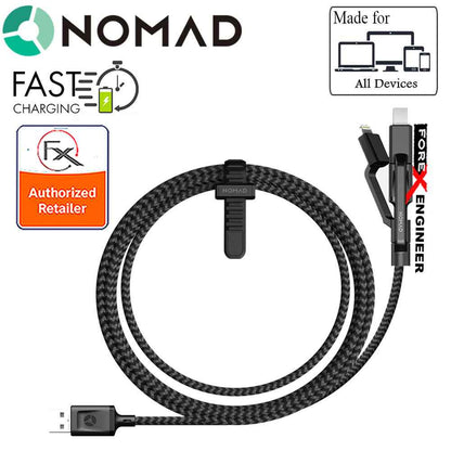 Nomad Universal Cable 1.5 meters with 3 in 1 Data Cable - Black (New barcode-Packagin 856504015473)