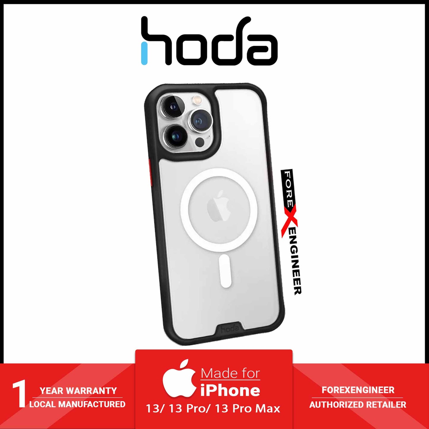 Hoda ROUGH Case Military Standard for iPhone 13 Pro 6.1" 5G - Magsafe Compatible - Black (Barcode: 4711103542750 )