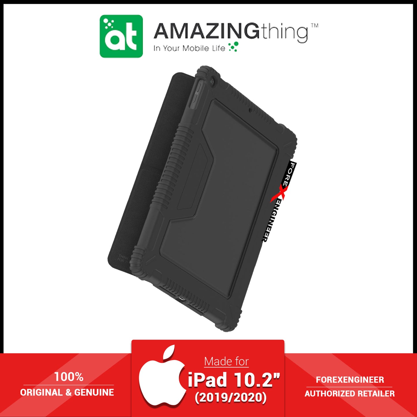 AmazingThing Military Drop Proof Case for iPad 10.2inch 7th - 8th - 9th Gen ( 2019 - 2021 ) - Antimicrobial Case - Black (Barcode: 4892220389371 )