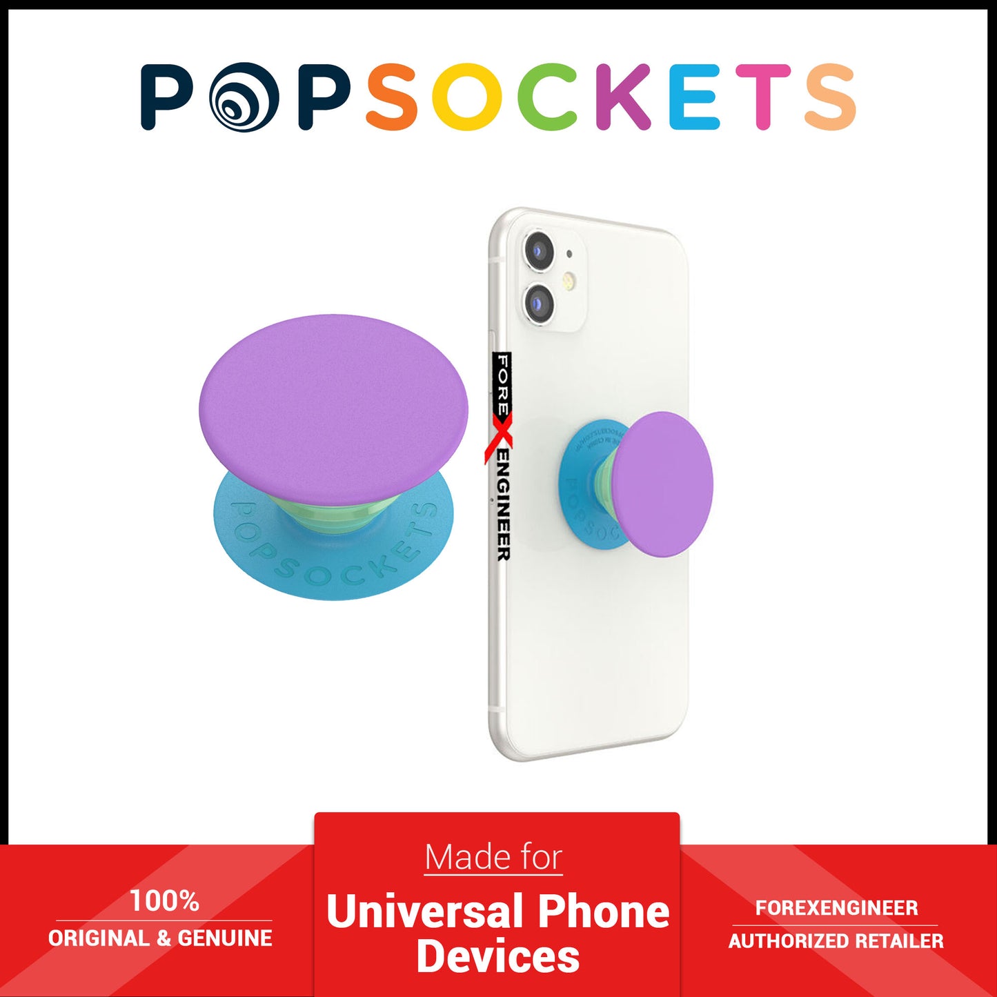 PopSockets Swappable PopGrip Pastel Brights Color - Block Lavender ( Barcode : 840173706831 )