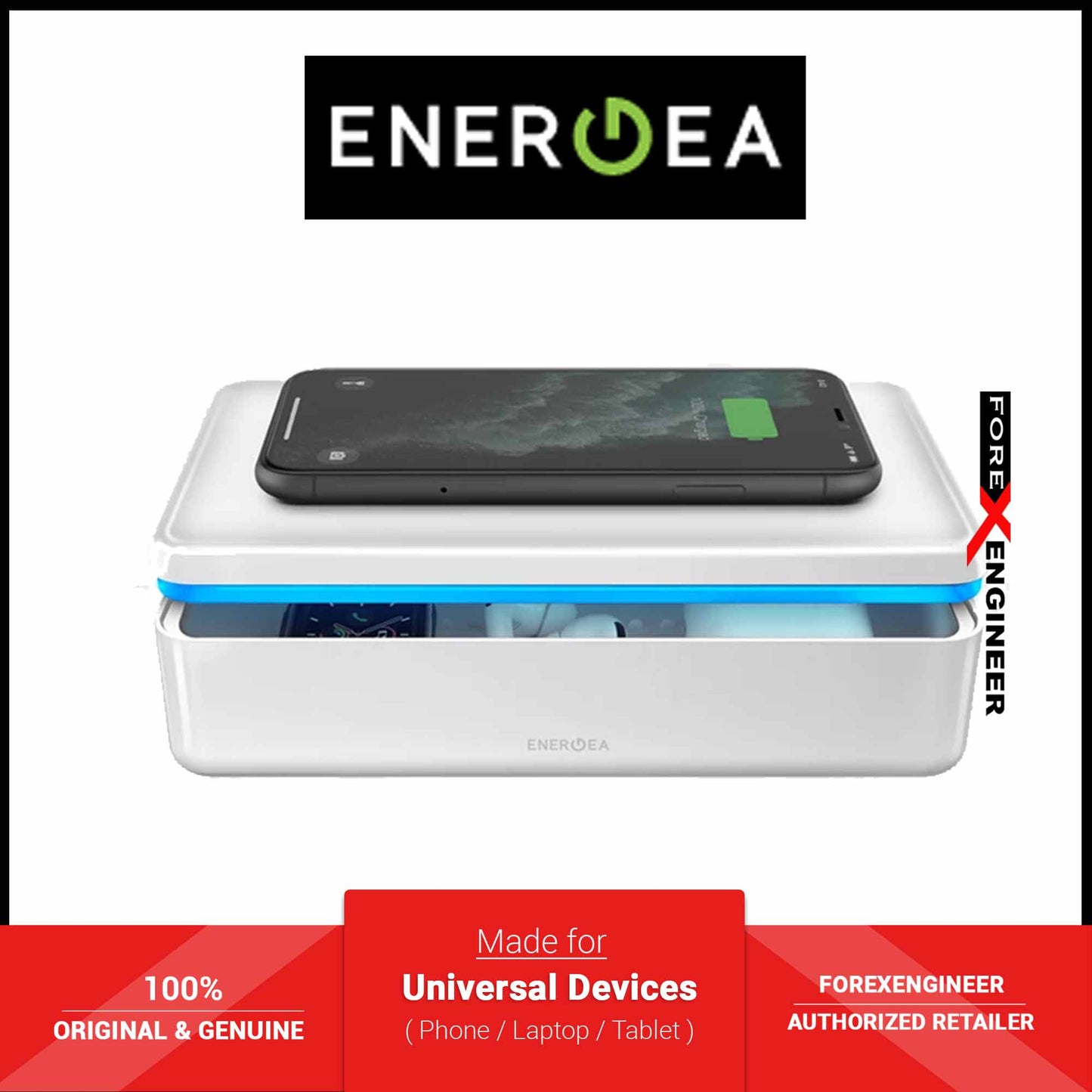 Energea Stera 360 UVC LED Sanitizing Box with Fast Wireless Charging - White (Barcode: 6957879423437 )