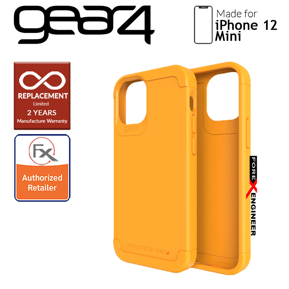 Gear4 Wembley Palette for iPhone 12 Mini 5G 5.4" - D3O Material Technology - Drop Resistant Up to 3 meters - Saffron Yellow (Barcode : 840056129153)