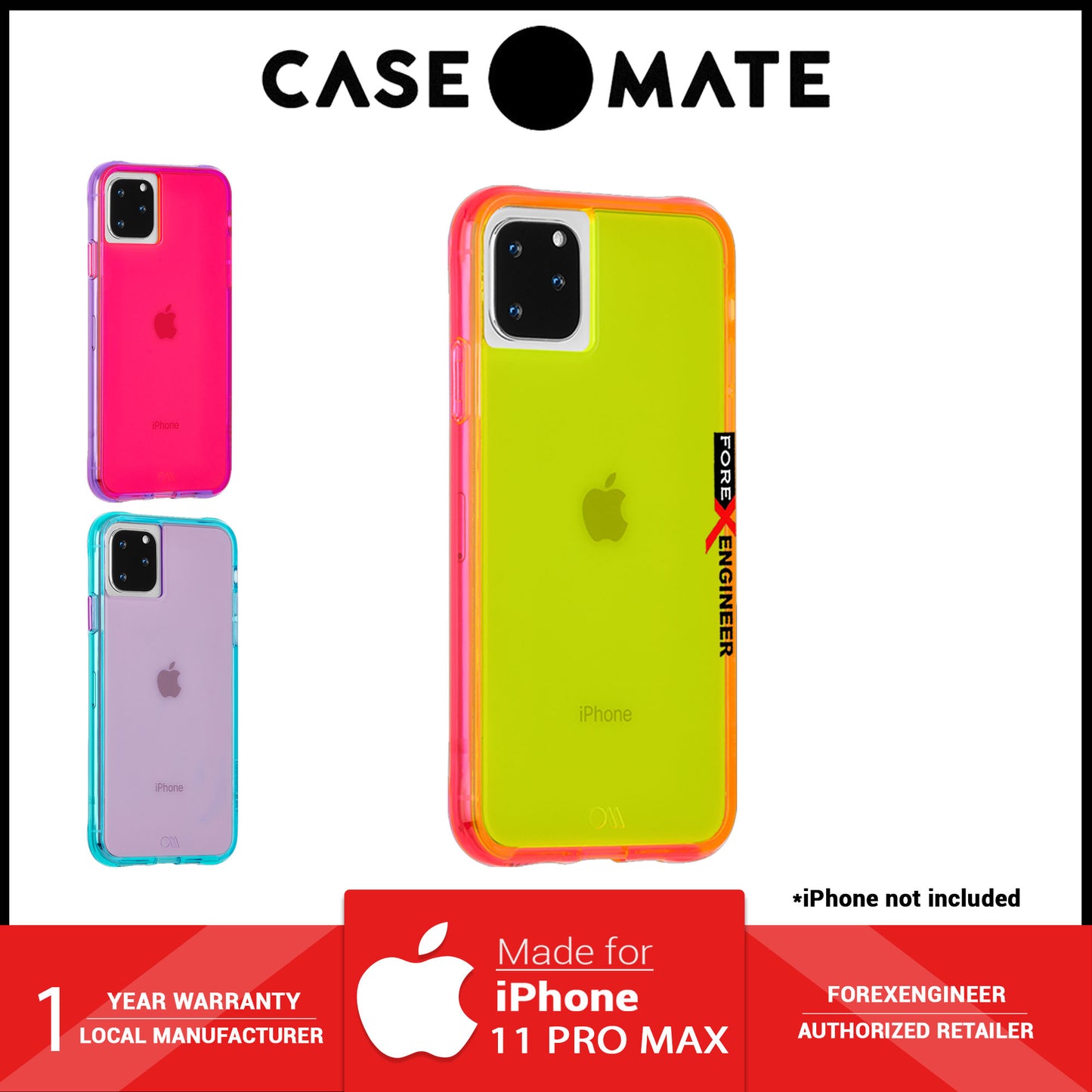 Case Mate Tough Neon for iPhone 11 Pro Max  - Green - Pink ( Barcode : 846127185981 )